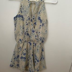 Blue and cream floral Romper Size S